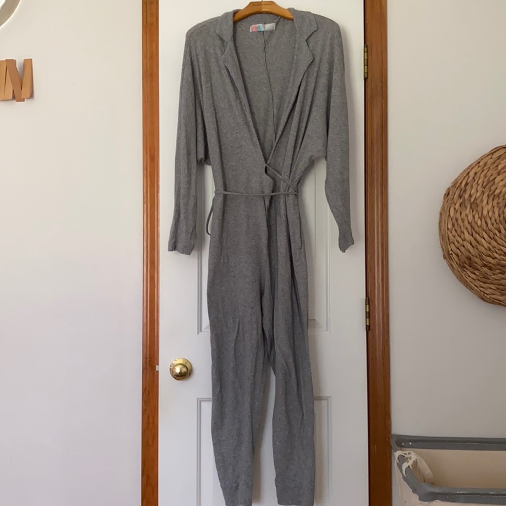 Free people beach grey wrap jumpsuit